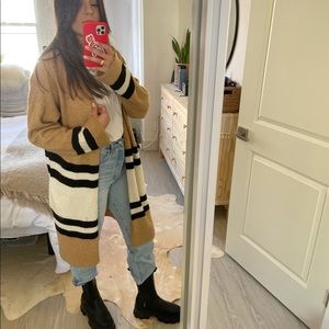 Brown Topshop longline cardigan jacket